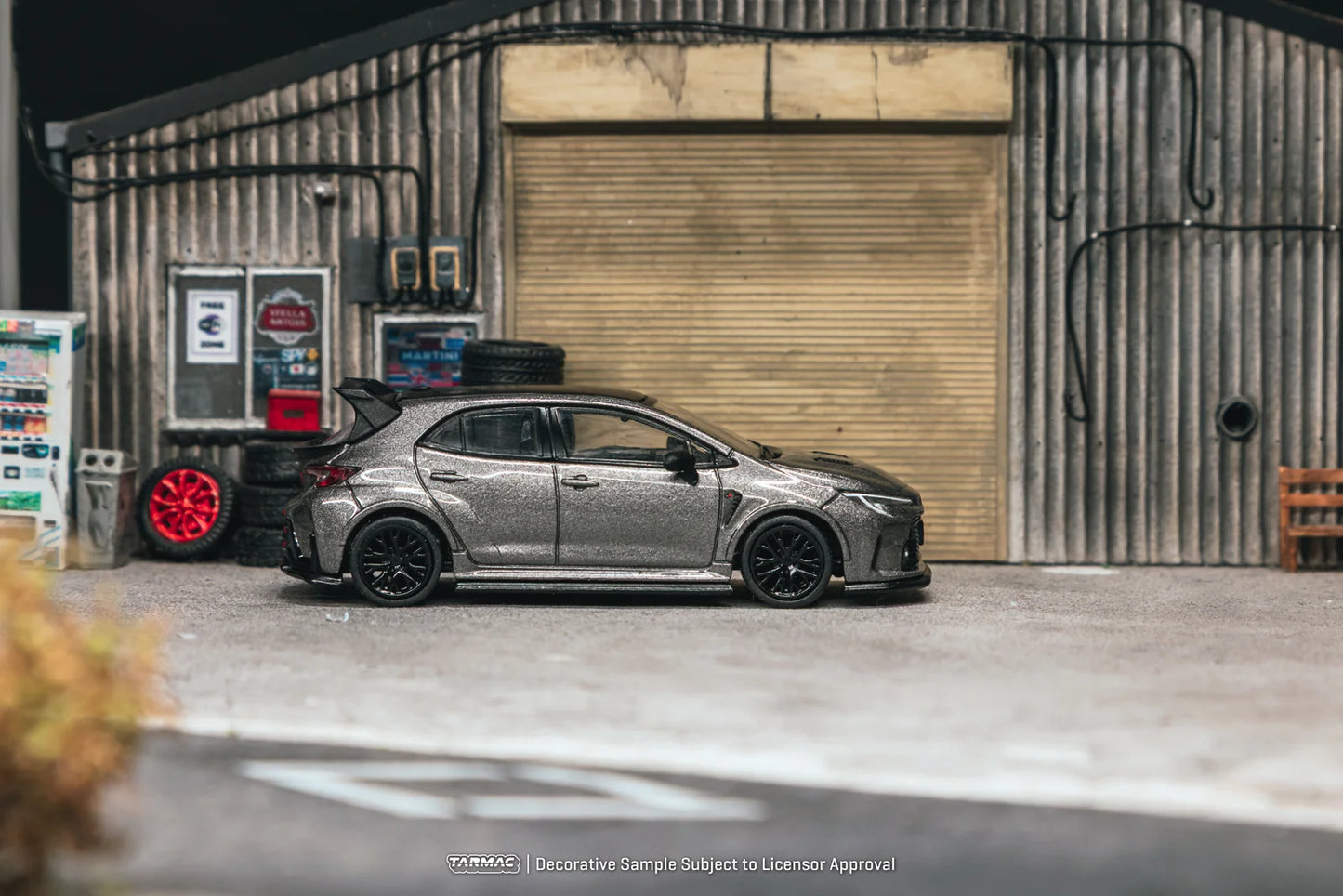 Tarmac Works 1/64 - Toyota GGR Corolla Grey With Oil Can Packaging - GLOBAL64