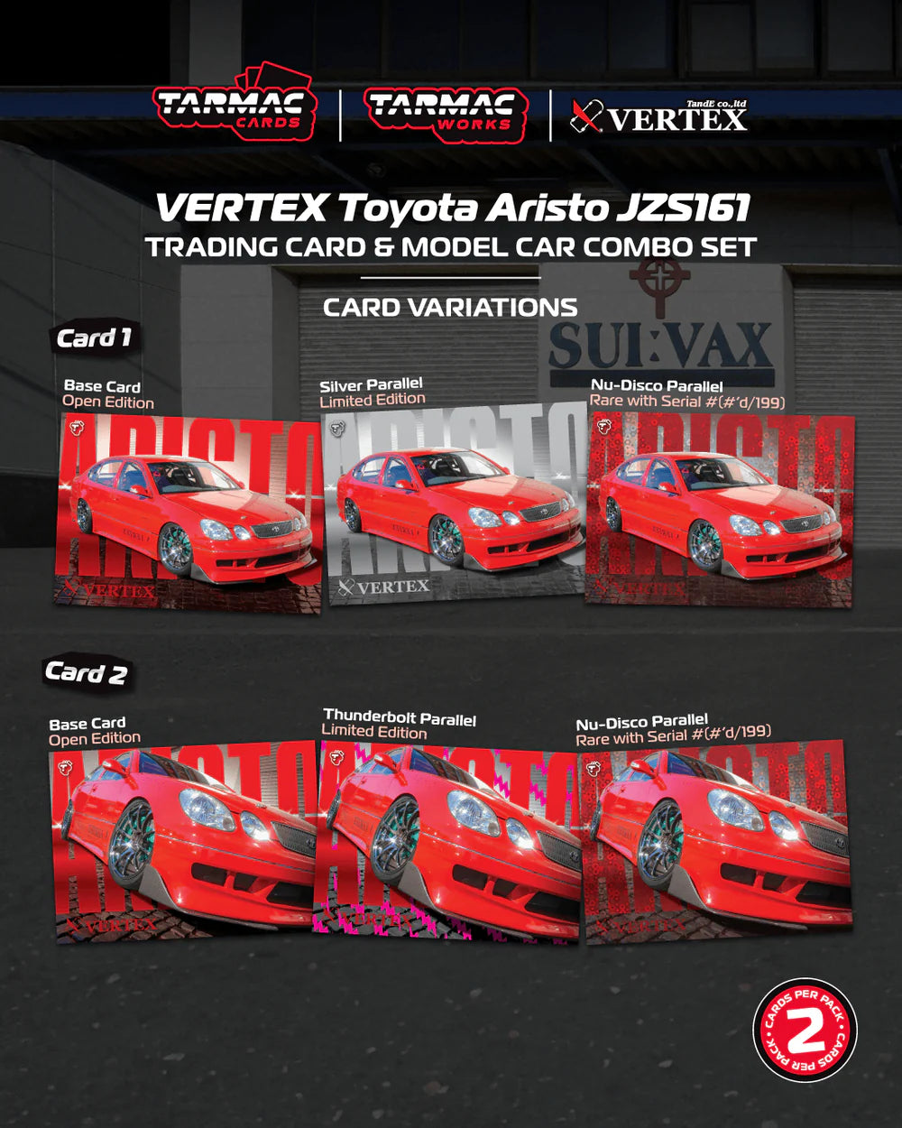 Tarmac Works 1/64 - VERTEX Toyota Aristo JZS161 Red with Tarmac Cards - GLOBAL64