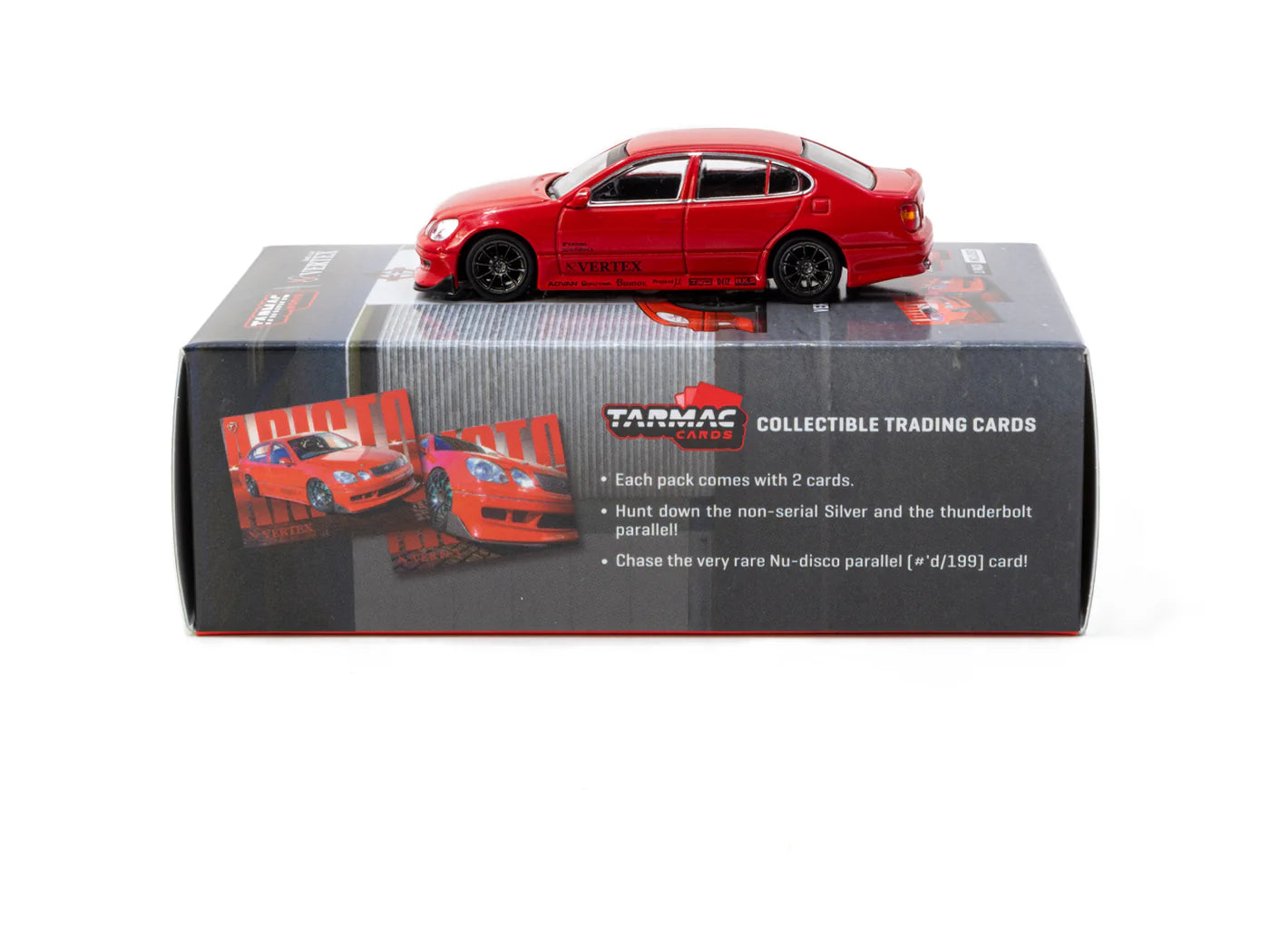 Tarmac Works 1/64 - VERTEX Toyota Aristo JZS161 Red with Tarmac Cards - GLOBAL64