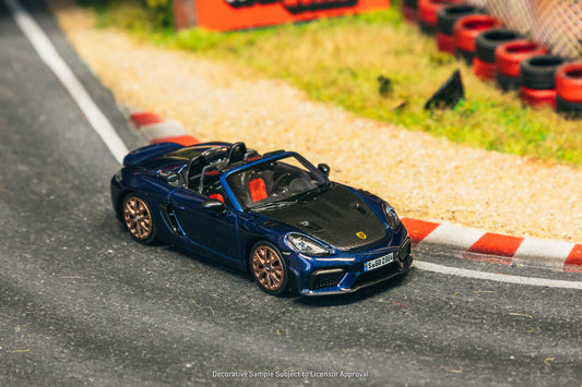 Minichamps X Tarmac Works 1/64 - Porsche 718 Spyder RS Gentian Blue Metallic - Art of Speed Malaysia Special Edition - COLLAB64