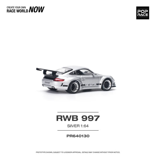 Pop Race 1/64 - Porsche RWB 997 Silver