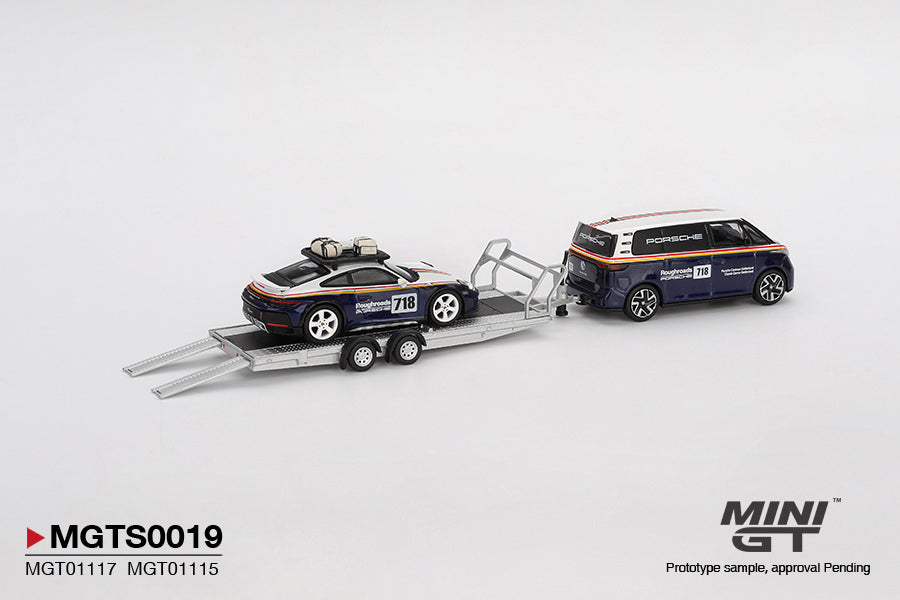 Mini GT 1/64 - Porsche 911 Dakar #718 / Volkswagen ID. Buzz Porsche Centrum Gelderland Roughroads Set