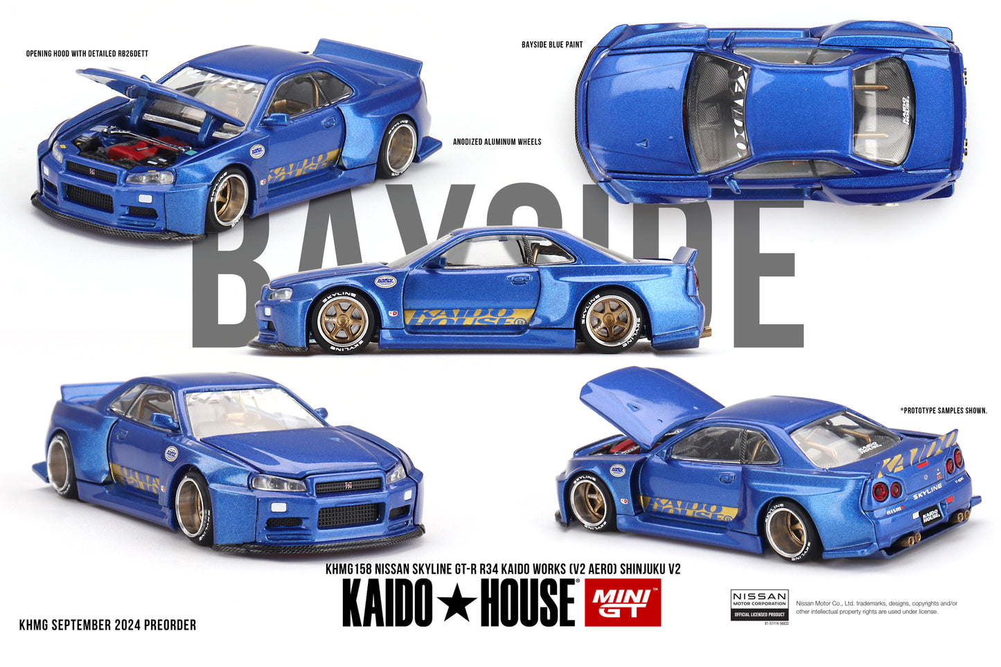 Mini GT x Kaido House 1/64 - Nissan Skyline GT-R (R34) Kaido Works (V2 Aero) SHINJUKU V2