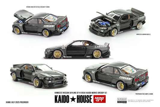 Mini GT x Kaido House 1/64 - Nissan Skyline GT-R (R34) Kaido Works GReddy V2