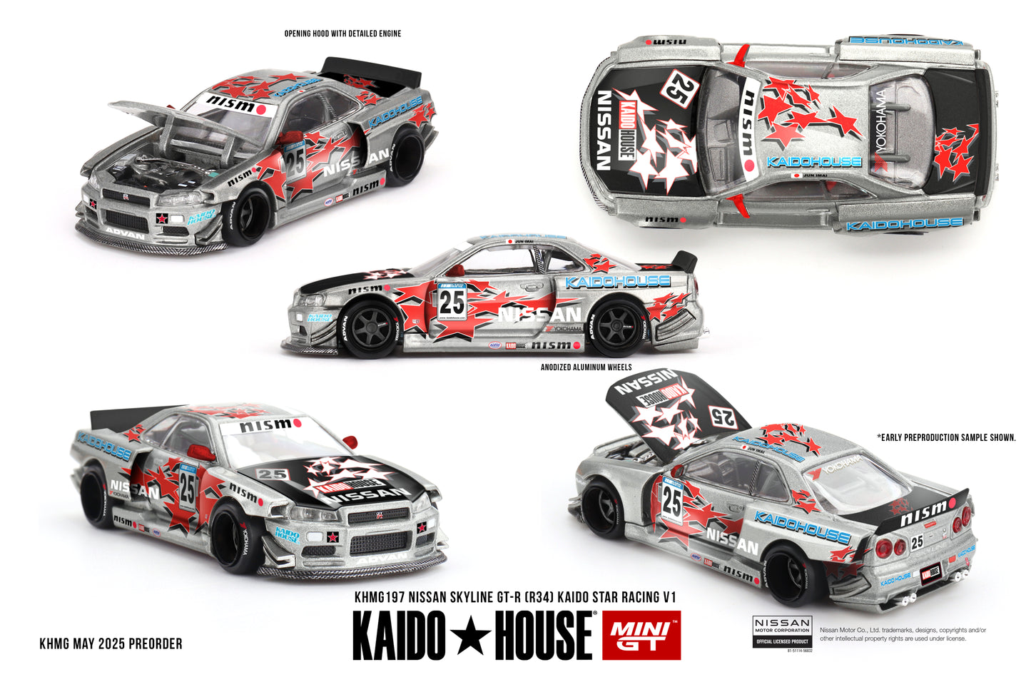 Mini GT x Kaido House 1/64 - Nissan Skyline GT-R (R34) Kaido Star Racing V1