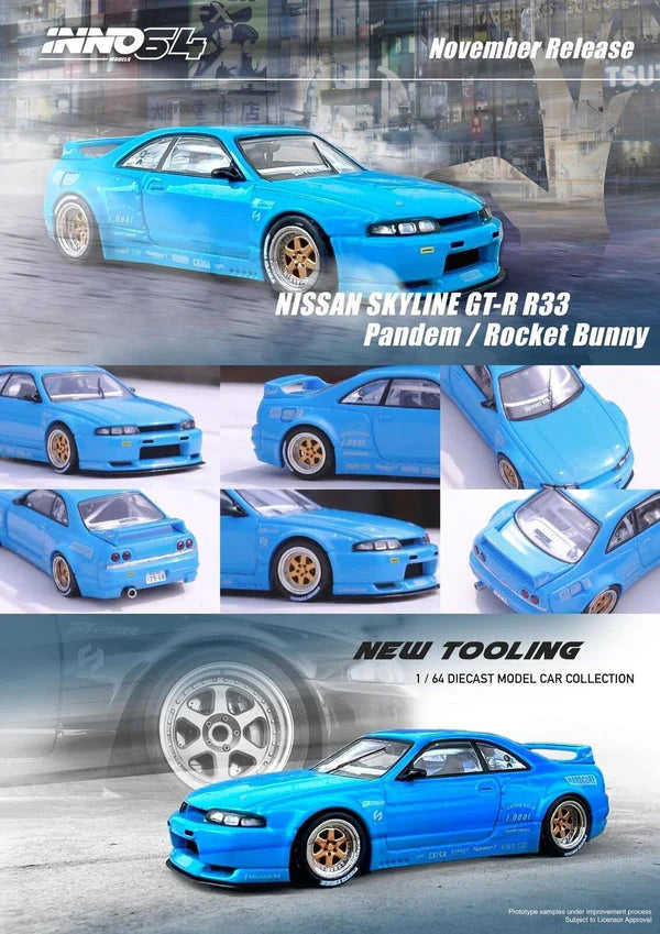 Inno64 1/64 - Pandem Nissan Skyline GTR (R33) Baby Blue